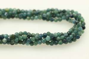 Tourmaline, Indicolite, Natural, Faceted Round, 3mm, One Strand