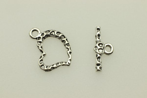 Toggle, Heart, 20x16x2mm, bar is 18x8mm at loop, Antique Silver Plated Metal Alloy, approx. 16 sets