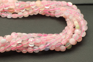 Morganite, Natural, Faceted Coin, 4mm, One Strand