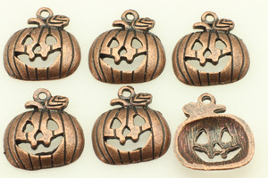 Pumpkin, 18x16x3mm, Antique Copper Plated (Metal Alloy), approx 12 per bag