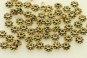 Daisy Spacer, 5x1.5mm, Antique Gold Plated (Metal Alloy), approx 135