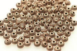 BEAD, Bali Rope, 5x3mm, Antique Coppper Plated (metal alloy), approx 90 per bag