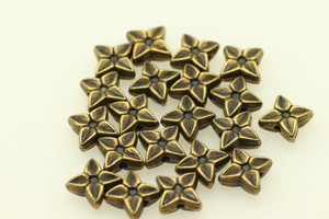 Flower with Four Points, Antique Bronze (Metal Alloy), 7x7mm, approx. 49