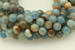 8mm, Selenite, Blue, Natural, Smooth Round
