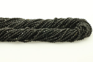 Obsidian, Black, Natural, Faceted Round, 3mm, One Strand