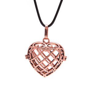 Cage, Heart, Lattice Design, Copper Plated Metal Alloy, Pendant, 34x30x15.5mm
