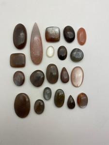 Moonstone, MultiColor, Cabochons, 100 gram Lot Assorted Shapes & Sizes