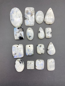 Moonstone & Tourmaline, Pendants, 100 gram Lot Assorted Shapes & Sizes