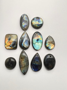 Labradorite, Multicolor Flash, Pendants, 100 Gram Lot, Assorted Shapes & Sizes