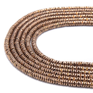 Copper, Shiny, Hematite, Wavy Spacer, Manmade, One 4x1mm Strand