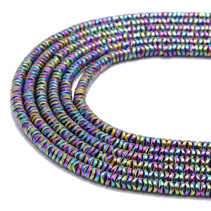 Purple Rainbow, Shiny, Hematite, Wavy Spacer, Manmade, One 4x1mm Strand 
