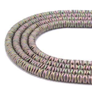 Purple Rainbow, Matte, Hematite, Wavy Spacer, Manmade, One 6x1mm Strand