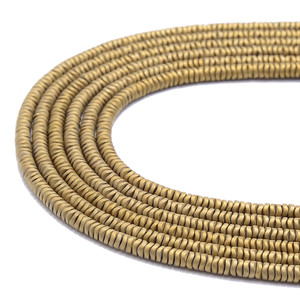 Gold, Matte, Hematite, Wavy Spacer, Manmade, One 4x1mm Strand