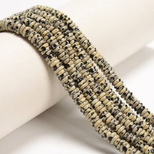 Dalmatian Stone "Jasper", Rondelle Disk, One 6x2mm Strand