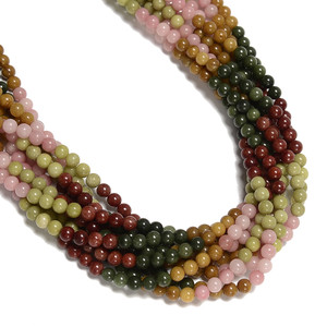 Jade, Mixed, Dyed, Smooth Round, One 6mm Strand