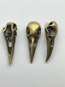 Crow Skull, Double Sided, 34x12x10mm, Antique Bronze Plated Metal Alloy, 4 PCS