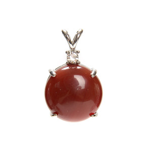 Carnelian, Agate, Dyed, Round, Pendant with Crystal, 26x16mm 