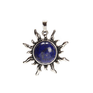 Lapis, Natural, Sun Shape Pendant, 38x34mm