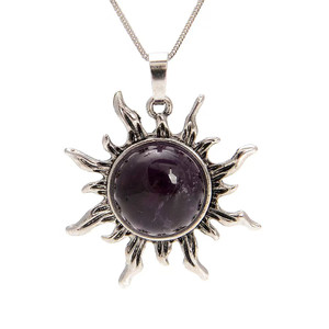 Amethyst, Natural, Sun Shape Pendant, 38x34mm Amethyst, Natural, Sun Shape Pendant, 38x34mm