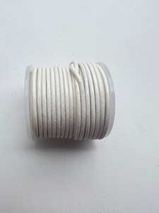 Leather, White Dyed, 2.0 mm Round, 32 Feet 
