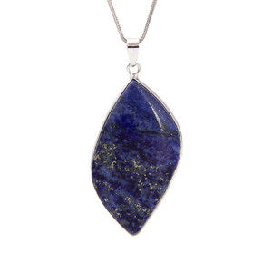 Lapis, Natural, Leaf Shape, One Pendant, 42x23mm