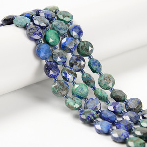 Chrysocolla Chinese, Dyed, Faceted, Hexagon Coin, One 10mm Strand