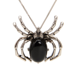 Black Agate, Dyed, Spider, One Pendant, 35mm