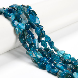 Apatite, Neon, Natural, Smooth, Nuggets, Varied Sizes, One 8-10mm Strand