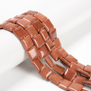 Goldstone, Glass, Smooth Square, One 12mm Strand