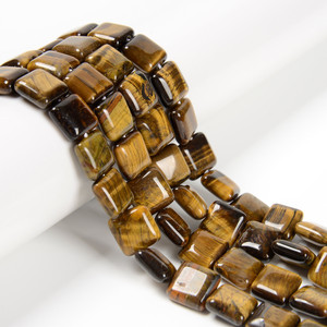 Tiger Eye, Natural, Smooth Square, One 12mm Strand