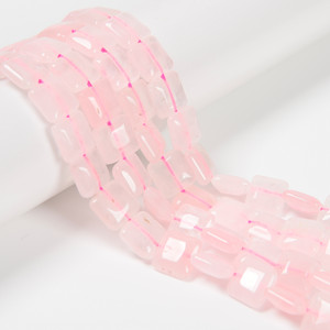 Rose Quartz, Enhanced, Smooth Square, One 12mm Strand