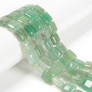 Aventurine, Green, Quartz, Natural, Smooth Square, One 12mm Strand