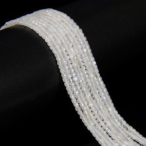 Moonstone, Natural, Faceted Mini Cube, One 2.5mm Strand