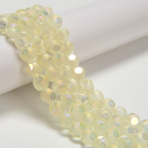Lemon A/B, Smooth Round, Window Cut Glass, One 8mm Strand