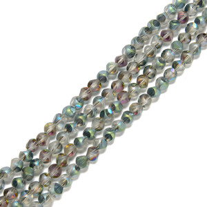 Transparent Rainbow, Smooth Round, Window Cut Glass, One 4mm Strand