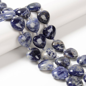 Sodalite, Natural, Puffy Heart, One 20mm Strand