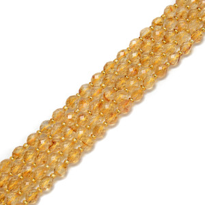 Citrine, Heated, Faceted Rice Beads, One 6x8mm Strand