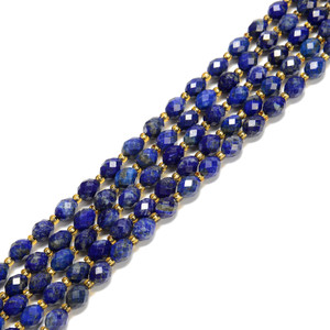 Lapis, Natural, Faceted Rice Beads, One 6x8mm Strand