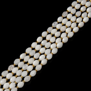 Moonstone, Natural, Faceted Rice Beads, One 6x8mm Strand