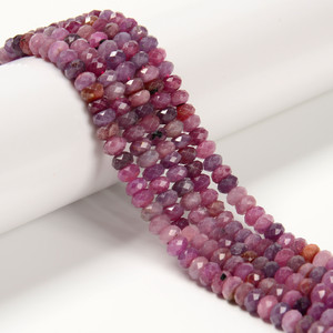 Ruby, Natural, Faceted Rondelle, One 6x4mm Strand