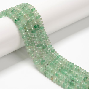Strawberry Quartz, Green, Natural, Heishi Bicone, One 3x6mm Strand