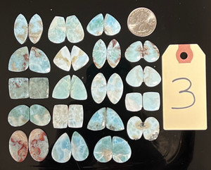 Larimar, Matched Pairs, Cabochons