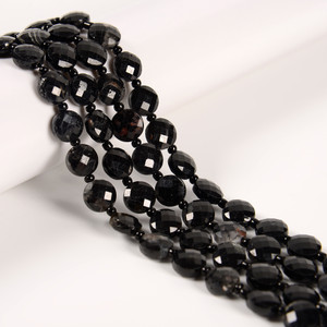 Tourmaline, Black, Natural, Faceted, Hexagon Coin, One 10mm Strand