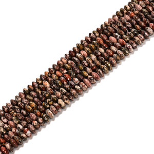 Leopard Skin, Jasper, Natural, Heishi Bicone, One 3x6mm Strand