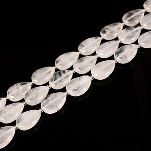 Crystal Quartz, Natural, Smooth, Teardrop , One 13x18mm Strand