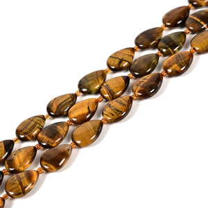 Tiger Eye, Natural, Smooth, Teardrop , One 13x18mm Strand