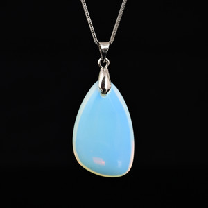 Glass, Opalite, Drop, One Pendant, 30x18mm