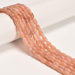 Moonstone, Peach, Natural, Smooth Rice Beads, One 5x8mm Strand 