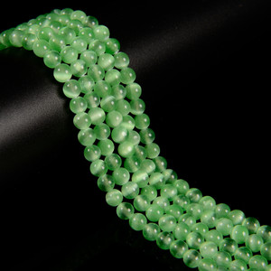 6mm Selenite, Green, Dyed, Smooth Round 