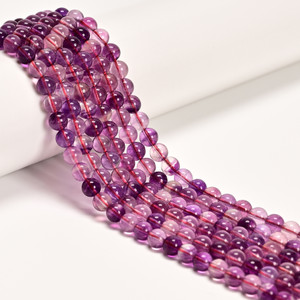 6mm Fluorite, Purple, Natural, Smooth Round